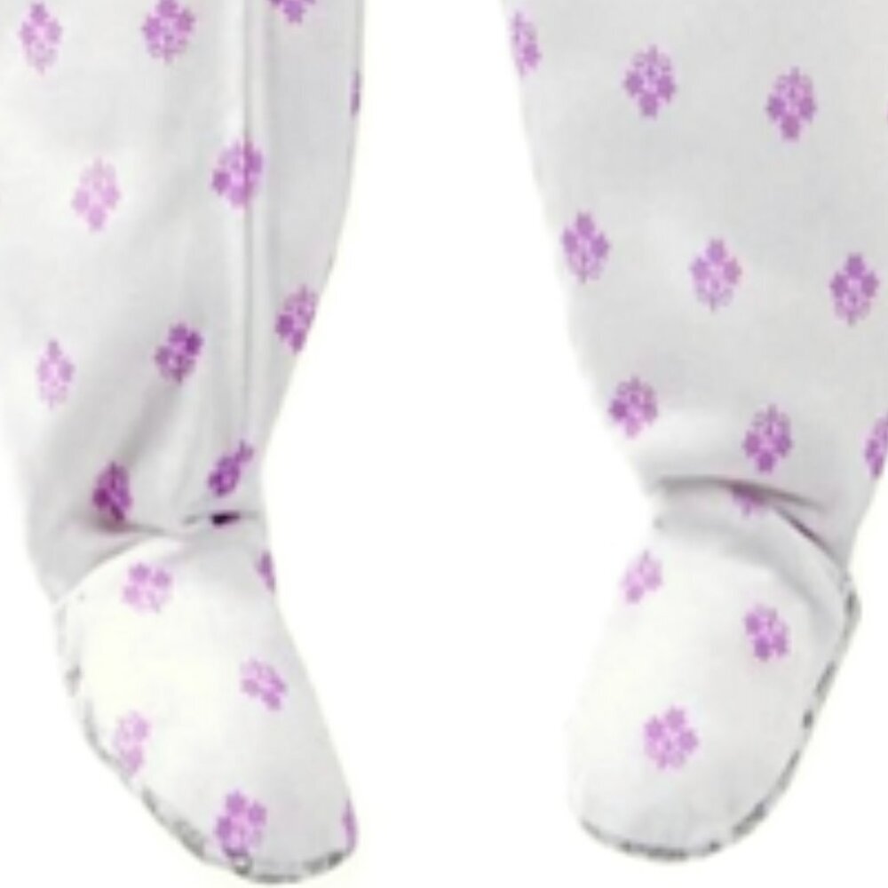 Carter's PJ's Toddler Girl's Pajamas Purple Floral Sleepwear Sleeper Zip Footie - Picture 4 of 4
